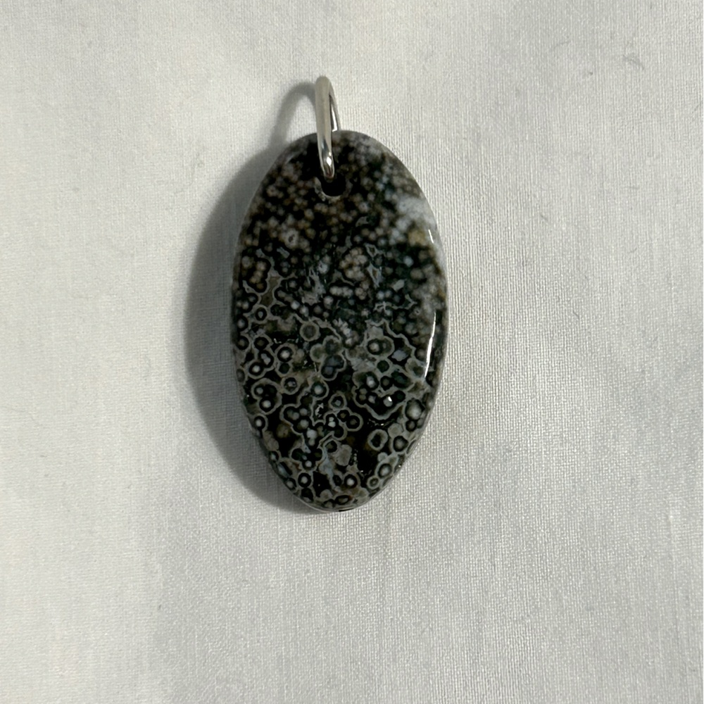 Natural Ocean Jasper Oval Cabochon Gemstone Pendant